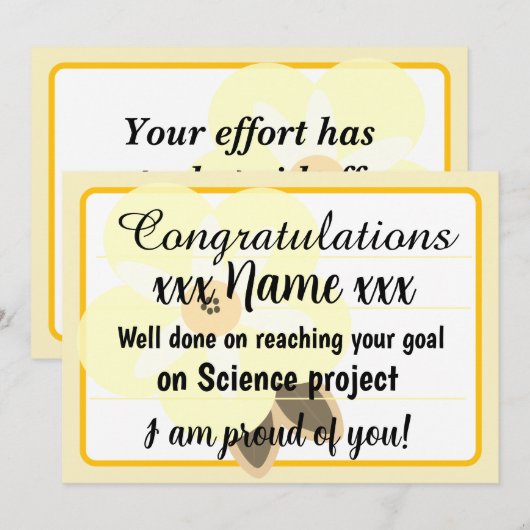 Invitation Congratulations Fantastic Effort Today Card (Devant / Derrière)