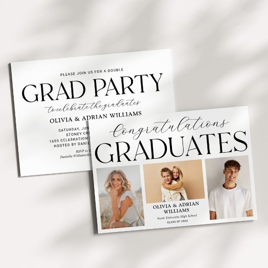 Invitation Congratulations Twin Graduates Photo Graduation