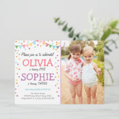 Invitation Conjoint jumeau fête d'anniversaire confetti (Debout devant)