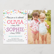 Invitation Conjoint jumeau fête d'anniversaire confetti