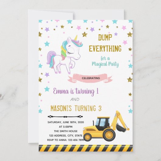 invitation conjointe à l' anniversaire du camion e (Devant)