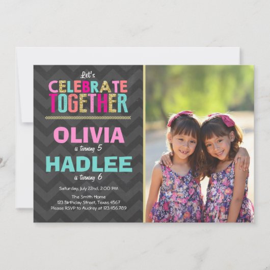 Invitation conjointe à la fête d'anniversaire avec (Devant)