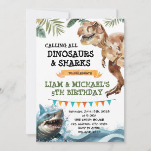 Invitation conjointe à une fête de dinosaure et de