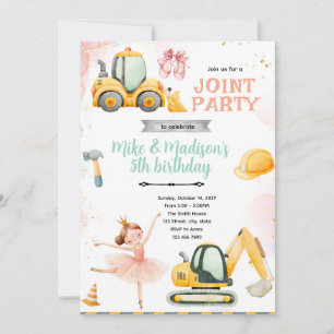 Invitation conjointe ballerine et construction