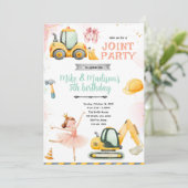 Invitation conjointe ballerine et construction (Debout devant)
