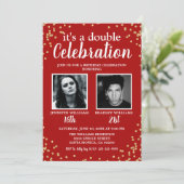 Invitation conjointe d'anniversaire avec photo rou (Debout devant)
