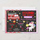 Invitation conjointe d'anniversaire Camion de pomp (Devant)