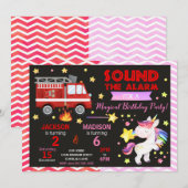 Invitation conjointe d'anniversaire Camion de pomp (Devant / Derrière)