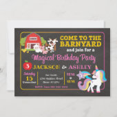 Invitation conjointe d'anniversaire de Barnyard et (Devant)