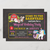 Invitation conjointe d'anniversaire de Barnyard et (Devant / Derrière)