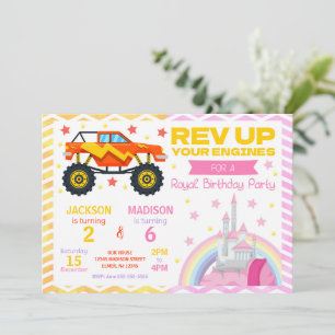 Invitation conjointe d'anniversaire de camion mons