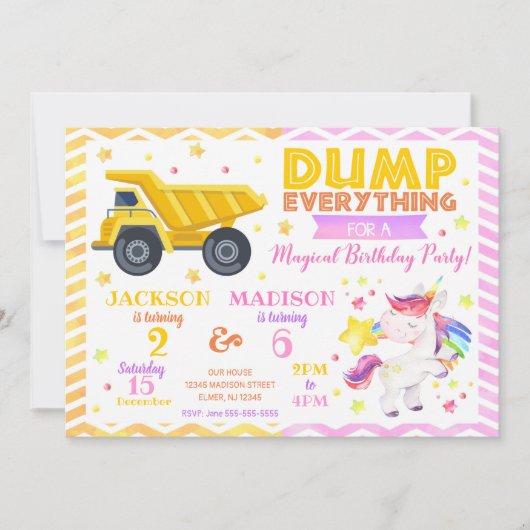Invitation conjointe d'anniversaire de constructio (Devant)