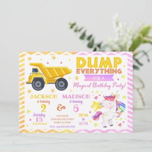 Invitation conjointe d'anniversaire de constructio (Debout devant)
