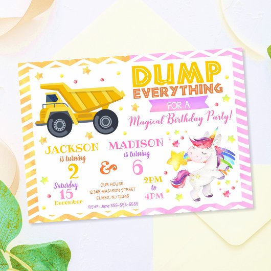 Invitation conjointe d'anniversaire de constructio