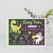 Invitation conjointe d'anniversaire de Dinosaur et (Debout devant)