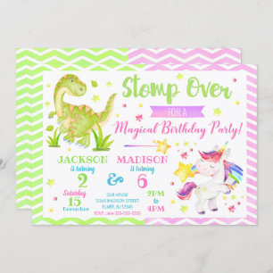 Invitation conjointe d'anniversaire de Dinosaur et