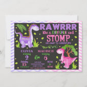 Invitation conjointe d'anniversaire de Dinosaur po (Devant)