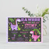 Invitation conjointe d'anniversaire de Dinosaur po (Debout devant)