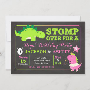 Invitation conjointe d'anniversaire de dinosaure /