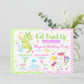 Invitation conjointe d'anniversaire de dragon et d (Debout devant)