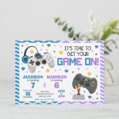 Invitation conjointe d'anniversaire de jeu vidéo | (Debout devant)
