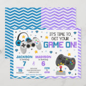 Invitation conjointe d'anniversaire de jeu vidéo | (Devant / Derrière)