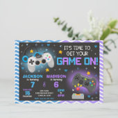 Invitation conjointe d'anniversaire de jeu vidéo | (Debout devant)
