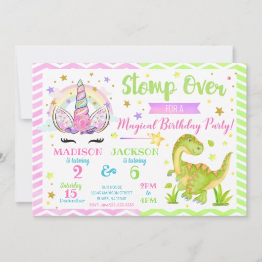 Invitation conjointe d'anniversaire de l'Unicorn e (Devant)