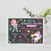 Invitation conjointe d'anniversaire de Mermaid et (Debout devant)