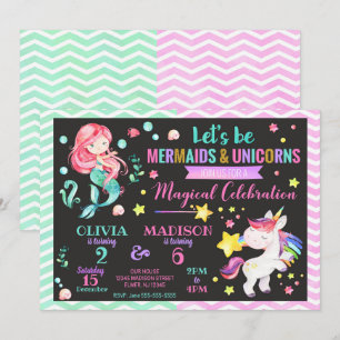 Invitation conjointe d'anniversaire de Mermaid et 