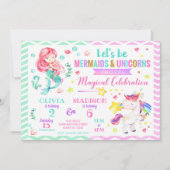 Invitation conjointe d'anniversaire de Mermaid et  (Devant)