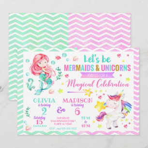 Invitation conjointe d'anniversaire de Mermaid et 