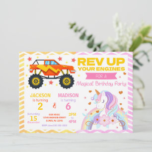 Invitation conjointe d'anniversaire de Monster Tru