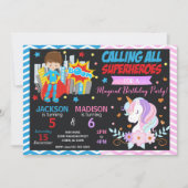 Invitation conjointe d'anniversaire de super-héros (Devant)