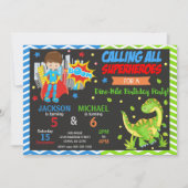 Invitation conjointe d'anniversaire de super-héros (Devant)