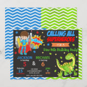 Invitation conjointe d'anniversaire de super-héros (Devant / Derrière)