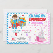 Invitation conjointe d'anniversaire de Super-héros (Devant)