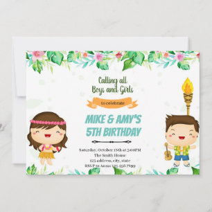 Invitation conjointe d'anniversaire estivale tropi