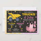 Invitation conjointe d'anniversaire pour camions e (Devant)
