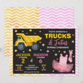 Invitation conjointe d'anniversaire pour camions e (Devant / Derrière)