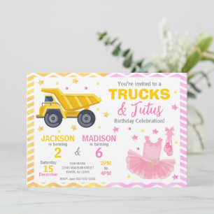 Invitation conjointe d'anniversaire pour camions e