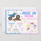 Invitation conjointe d'anniversaire pour moto tout (Devant)