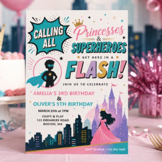 Invitation conjointe d'anniversaire pour princesse