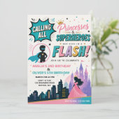 Invitation conjointe d'anniversaire pour princesse (Debout devant)