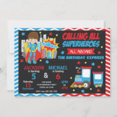 Invitation conjointe d'anniversaire Super-héros & (Devant)