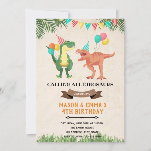 Invitation conjointe de carte d'anniversaire de di (Devant)