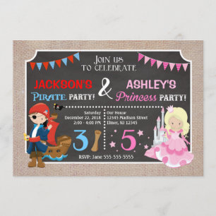 Invitation conjointe de la princesse et du pirate