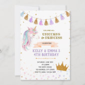 Invitation conjointe de Princesse et licorne (Devant)