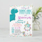 Invitation conjointe Unicorn Dinosaur (Debout devant)