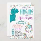Invitation conjointe Unicorn Dinosaur (Devant / Derrière)